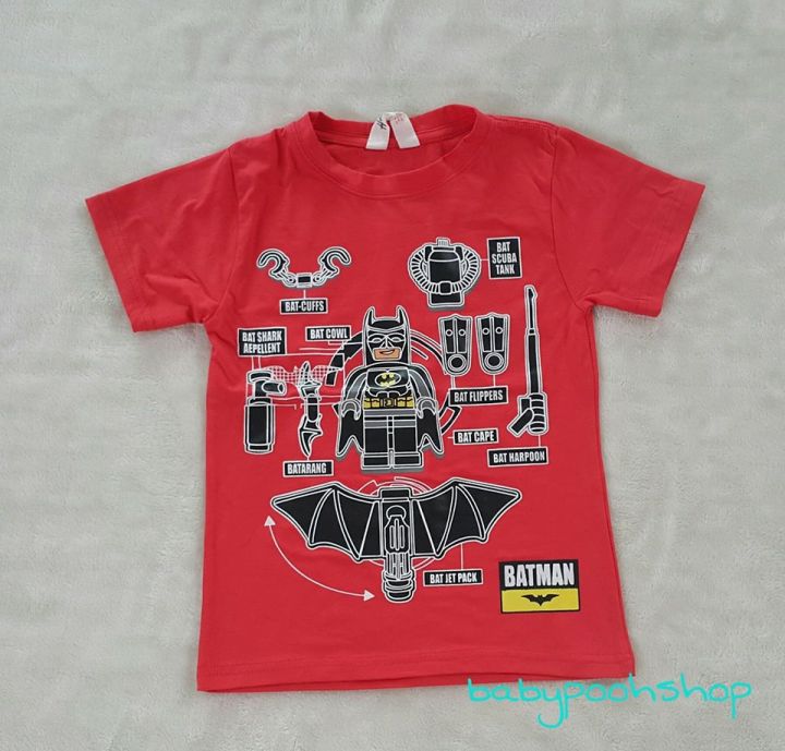 เสื้อยืดแขนสั้น Batman สีแดง งานป้าย size : 4-6/10-12