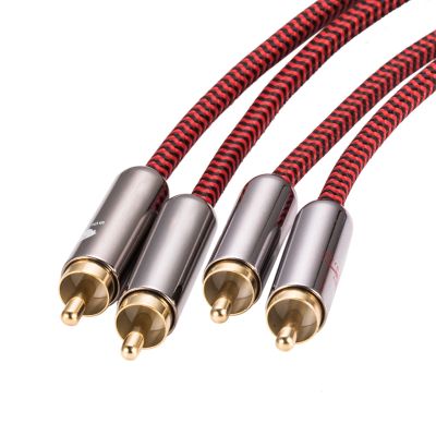 Audiophile Audio Cable Dual RCA to Dual RCA for Car Amplifier Soundbox Subwoofer Speaker OFC Cable Shielded 1M 2M 3M 5M 8M 10M