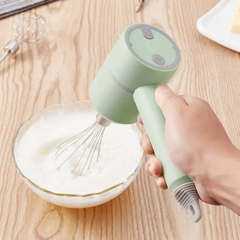 Wireless Electric Handheld Mixer USB Rechargable Milk Egg Beater with 2  Detachable Stir Whisks Kitchen Baking Accessories