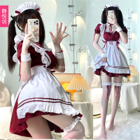 ขนาด costa dress big loli maid outfit Japanese burgundy maid outfit sexy everyday cute loli