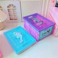 [BONBON Home Storage] กล่องเก็บของลายการ์ตูน Kawaii Hellokittys พับได้สำหรับตั้งโต๊ะบ้านที่คลุมเข็มขัดกันฝุ่นที่คลุมนักเรียนว่างในหอพัก