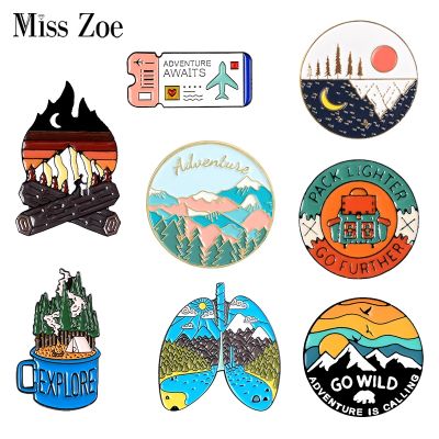 【CW】 Outdoors Mountain Night Enamel Pin Custom Camping Hiking Brooches Lapel Adventure Badge Jewelry