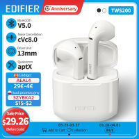 EDIFIER TWS200 TWS Earbuds Qualcomm aptX Wireless Earphone Bluetooth 5.0 cVc Dual MIC Noise cancelling up to 24h playback time