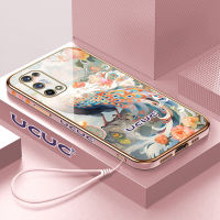 Kingsons เคสนิ่มสำหรับ Realme U1 Realme X Realme X7 Realme X7 Pro 5G Reno10 Pro 5G ขอบสี่เหลี่ยมนกยูงดอกไม้เคสโทรศัพท์มีลายเคสป้องกันด้วยไฟฟ้า