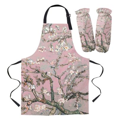 【CW】 Van Gogh Pink Apron Baking Accessories Aprons for Woman