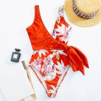 Floral Patchwork Swimsuit Womens Swimming Suit V Neck Swimwear Female Monokini Cut-out Strap Bathing Suit Tankini