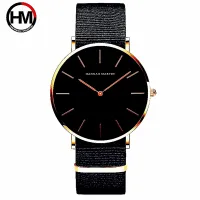 {Miracle Watch Store} Hannah Martin Two Needles Fashion Men Brand Luxury Watches Simple Slim Design Nylon Leather Strap DW Quartz Wristwatch FD1030