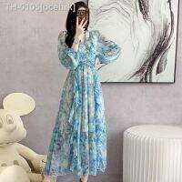 ✌☢☾ ocehrk Vestido longo vintage de chiffon feminino cintura alta roupões com linha A pintura artística estampa Van Gogh babados elegante festa casual