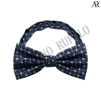 ANGELINO RUFOLO Bow Tie ผ้าไหมทออิตาลี่คุณภาพเยี่ยม โบว์หูกระต่ายผู้ชาย ดีไซน์ Polka Dot สีเทาเข้ม/สีแดง