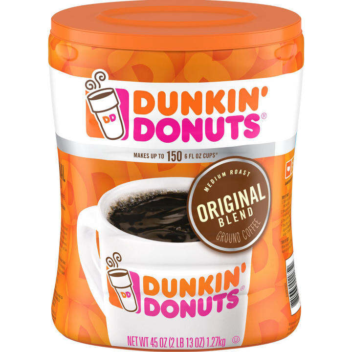 Dunkin Original Blend Decaffeinated Decaf Medium Roast Coffee 45 Ounce Canister Packaging 6105