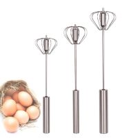 Household Semi-Automatic Rotating Egg Beater 304 Stainless Self Turning Cream Utensils Whisk Manual Mixer Kitchen Tool