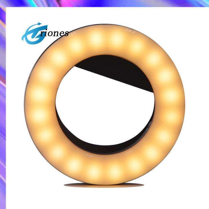 selfie-ความสว่างแหวนไฟแบบปรับได้โทรศัพท์มือถือ-led-เติมที่หนีบน้ำหนักเบาบนโคมไฟแบบกลมสำหรับแท็บเล็ตสมาร์ตโฟน