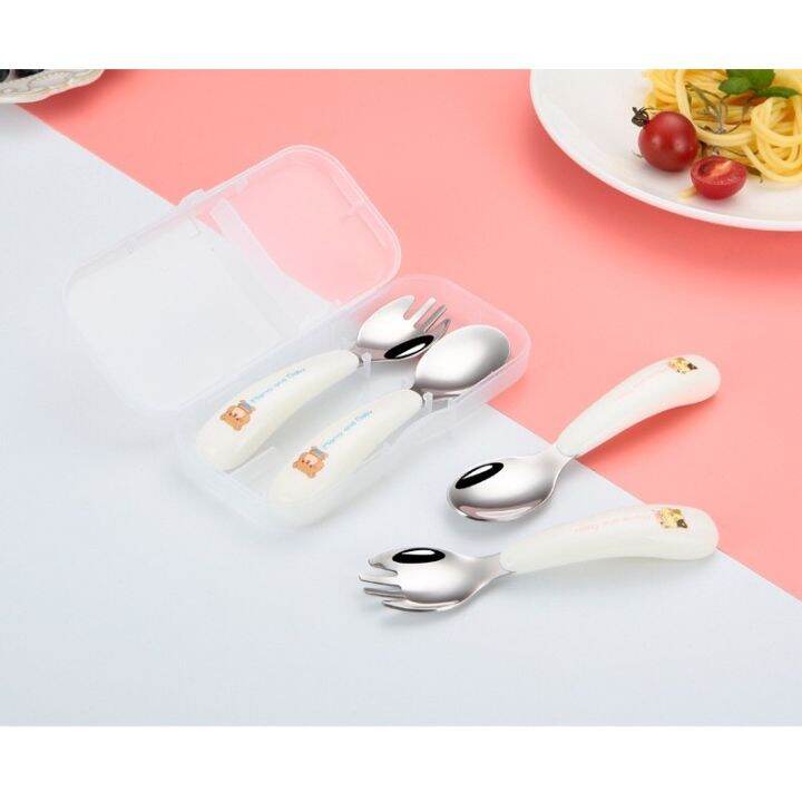 Toddler Self Feeding Utensil Set 304 Stainless Steel Kids Dophin Kids