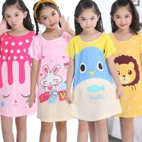 ♂۩✢ Summer Girl Nightgown Cartoon Pajamas Dress For Kids Teenager Night Dress 3-10years Baby Nightdress