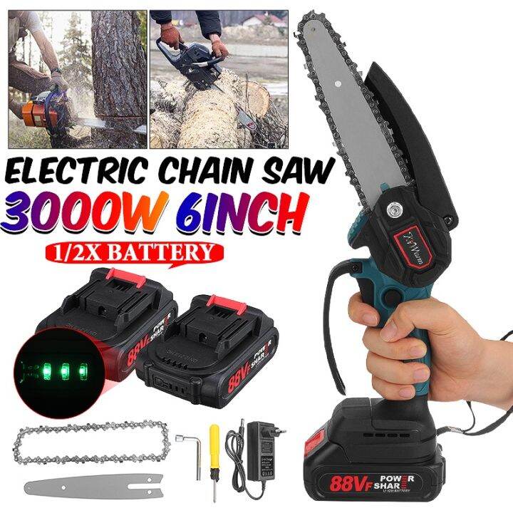 3000w Rechargeable Cordless Electric Saw 88v Portable Woodworking Chainsaw Mini Chain Saw 4767