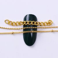 1 Box Metal Nail Chain Gold Multi-size DIY Tips 3D Nail Art Decoration in Wheel Random Style