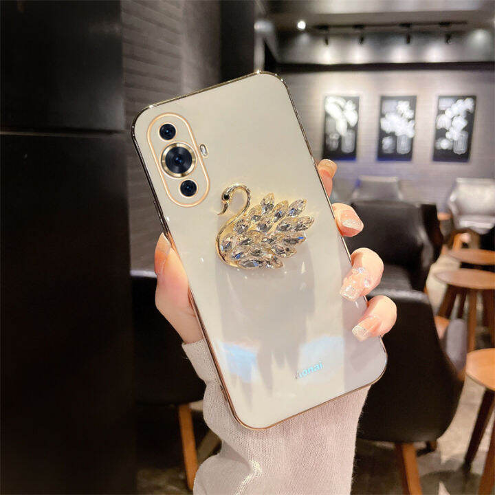 เคสโทรศัพท์-huawei-nova-11-pro-nova-11i-y91-y71-phone-case-ดีลสุดร้อนแรงส่องแสงหรูหราเคลือบไรน์สโตนขนมหงส์กรอบนิ่ม2023