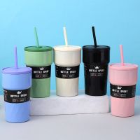 Stainless steel coffee cup with high appearance and straw car mounted ice cream cup outdoor portable ins style insulated cup