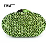 【YD】 LaiSC green crystal Clutch bag luxury diamond clutch turquoise evening oval shape wedding sac Handcraft women pochette SC099