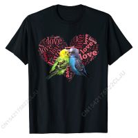 Cute Budgie Kiss T-Shirt | Parakeet Parrot Love Heart Tops T Shirt Brand New Comics Cotton Man Top T-shirts Cal