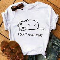 Cartoon Cat Print Tshirts T Shirt Clothing Cartoon Print Clothes Gildan Spot 100% Cotton