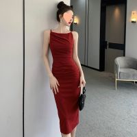 Condole belt a word shoulder dress sleeveless top female summer cultivate ones morality design feeling bag hip MIDI woman flavour