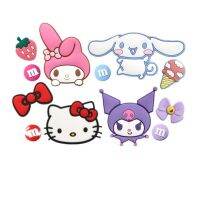 JOURNEIES 5pcs อุปกรณ์เครื่องประดับอัญมณี จี้ชาร์ม DIY Kuromi Cinnamoroll แพทช์พวงกุญแจ แพทช์ตุ๊กตา3D น่ารักน่ารักๆ พีวีซีพีวีซี อุปกรณ์เสริมรองเท้า