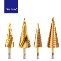 HSS Step Drill Titanium Coated Hole Drill Cone Drill Bit 4-12 / 4-20 / 4-32mm สําหรับชุดเจาะโลหะงานไม้