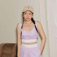 lookbooklookbook quinn crop pink stripe เสื้อกล้ามครอป สีชมพู ลายทาง