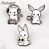 Pinhabit เข็มกลัดรูปกระต่ายปกเสื้อสำหรับเล่นเกมส์,เข็มกลัดสัตว์น่ารัก