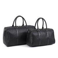 New Woven Travel Bag Large Capacity PU Leather Handbags Black Mens and Womens Crossbody Duffel Bags Short Trip Luggage Tote