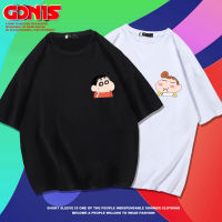 Crayon Shin-Chan เสื้อยืดคู่ผู้ชายและผู้หญิงอะนิเมะแขนสั้นฤดูร้อนเรียบง่ายลำลองญี่ปุ่นหลวมไหล่ตกผ้าฝ้าย0000