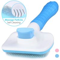 Dog Self Cleaning Slicker Brush Cat Brush with Massage Particles Removes Loose Hair Dogs Grooming Comb Promote Circulation