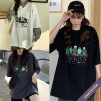 Cherry?2317เสื้อยืดแขนสั้นสไตล์เกาหลี oversize เสื้อคอกลมสีขาว เสื้อผ้าวินเทจ ลายตัวอักษร แฟชั่น ฮิปฮอป