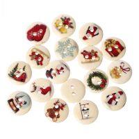 mixed Chrismas painted Wooden decorative Buttons15mm Scrapbooking Craft Sewing Supplies 100pcs MT0335 Haberdashery