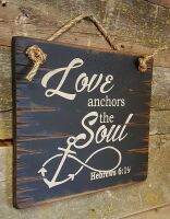 Jopoe รัก Anchors The Soul ฮีบรูตะวันตก Antiqued ป้ายชนบท
