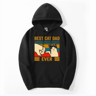 เสื้อฮู้ดดี้ พิมพ์ลายแมว Dad Ever ทรงหลวม สไตล์ตลก สําหรับผู้ชาย ใส่ออกกําลังกาย เล่นกีฬา
