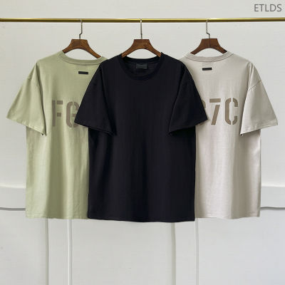 Summer New Essentials T-shirt Flocking Logo FG7C 1:1 Short Sleeve Fashion nd Jerry Lorenzo Street Hip Hop 100 Cotton Tees