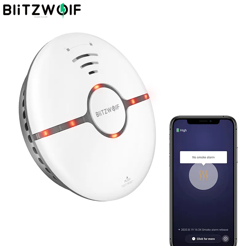 BlitzWolf BW-IS7 WiFi Smoke Detector LED Indicator 360° Sensing Fire APP  Remote Alarm | Lazada Singapore