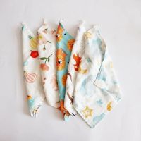 ☽✵ Baby Towel Bib Child Burp Cloth Multi-Use Wash Cloth 4-Layer Face Towel High Absorbent Feeding Towel Print Wipe Cloths QX2D