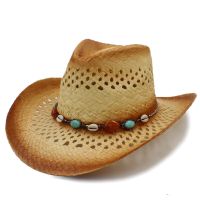 Le Donne Degli Uomini Cappello Da Cowboy Occidentale Con A Boemia Shell Fascia Per La Signora Spiaggia Sole Sombrero Cappello Formato 58 Cm A0118