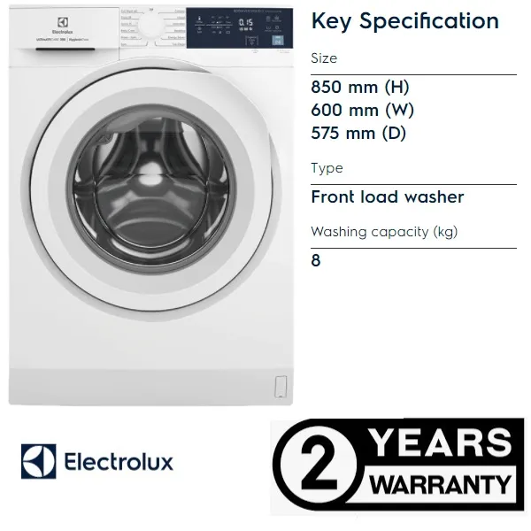 ELECTROLUX EWF8024D3WB 8kg UltimateCare 300 front load washing machine ...