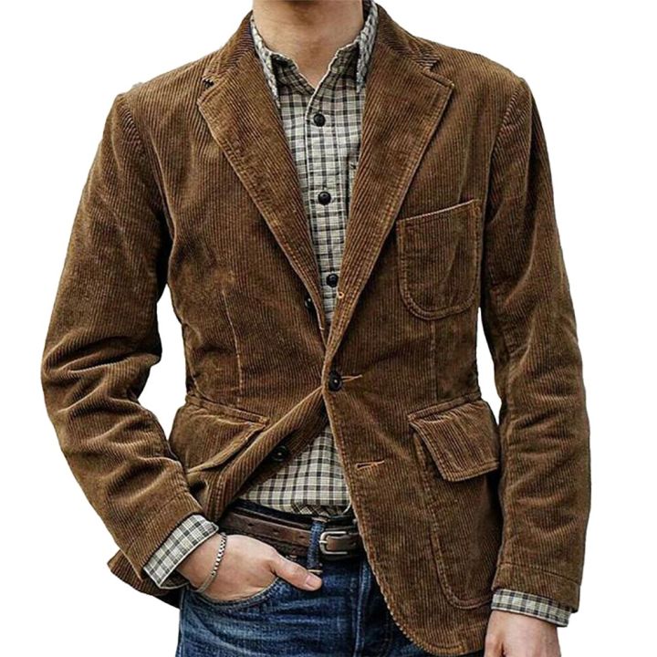 Men Business Casual Work Blazer Jacket Slim Fit Button Suit Coat Outwear