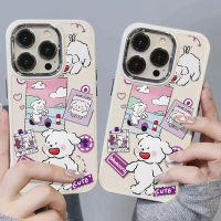 เคสโทรศัพท์มือถือ ซิลิโคนนิ่ม กันกระแทก ลายลูกสุนัขน่ารัก สีม่วง สําหรับ IPhone 14 13 Pro Max 12 11 Pro Max XS X XR 8 + 7 Plus