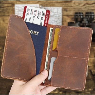 （Layor wallet） หนังแท้ปกหนังสือเดินทางผู้ชายกระเป๋าสตางค์ ID กรณีบัตรเครดิตวินเทจชายผู้ถือหนังสือเดินทางสำหรับผู้ชายบางเอกสารม้าบ้า