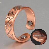 แหวนทองแดงแม่เหล็กสำหรับผู้ชายผู้หญิงข้อมือปรับได้6Mm Vintage Anti Stress Ring Energy Magnetic Therapy Balance Finger Ring Male