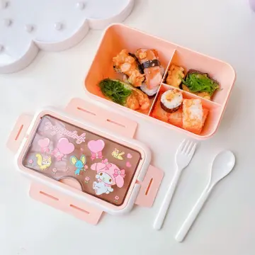 Anime Sanrio Kuromi Lunch Box Kuromi Cinnamoroll My Melody Lanch Box Kids  School Student Cute Eco-Friendly Bento Box Tableware 