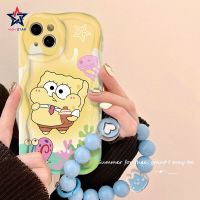 เคสโทรศัพท์ VIVO V27 5G V27E V25 5G V25E V23 5G V9 V15โปร Y85 V20 3D แฟชั่นการ์ตูนน่ารัก SpongeBob ครีมพร้อมสายรัดข้อมือนุ่มป้องกันการกระแทกฝาหลัง