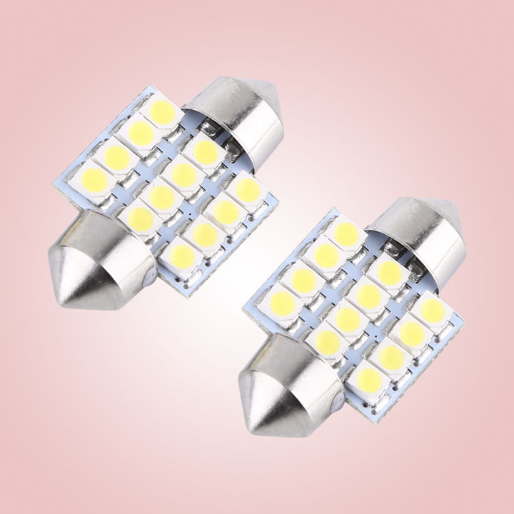 2pcs-สีขาว-12v-12smd-31-มม-หลอดไฟ-led-ภายในรถ-ไฟอ่านประตู-dome-light