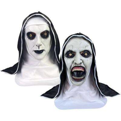 Horror Nun Head Halloween Full Face Cosplay Head Cover Stretchy Costume Props for Pranks Performances and Fancy Dress fashionable